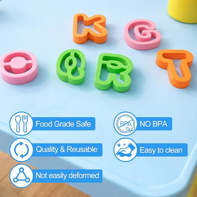 41PCS Alphabet Playdough Cutters with Mathematical Symbols & Numbers - Colorful Alphabet Cookie Cutters, Durable Fondant Letter Mold for Learning Letters Number Counting, Crafting,for 18+Ages
