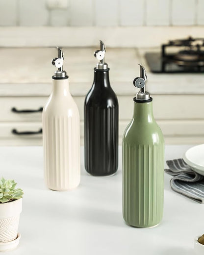 FE FUN ELEMENTS Olive Oil Dispenser Bottle, 19 oz Oil Dispenser for Kitchen and Vinegar Dispenser Bottle, Suitable for Vinegar, Coffee Syrups & Other Liquids, White and Green Set of 2 - Image 7