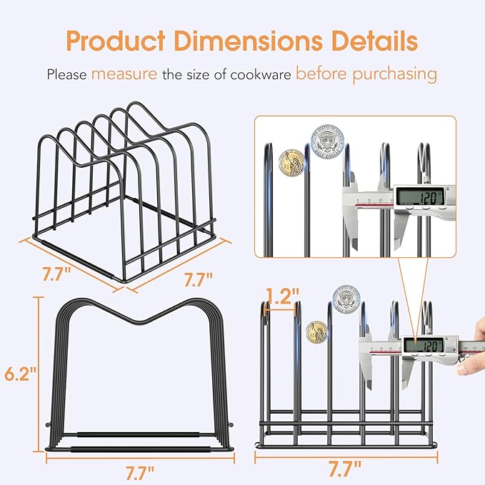 ORDORA Cutting Board Holder Stand Rack Organizer for Cabinet, 5mm Wire Storage Rack for Countertop, Baking Cookie Sheet Pan Organizer inside Cabinet, Chopping Board Holder for Pots, Lids and Skillets - Image 4