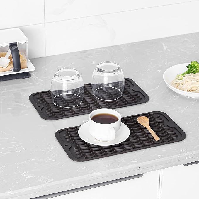 MicoYang Silicone Dish Drying Mat for Multiple Usage,Easy clean,Eco-friendly,Heat-resistant Silicone Mat for Kitchen Counter or Sink,Refrigerator or Drawer Liner Coffee S 12 inches x 6 inches - Image 5