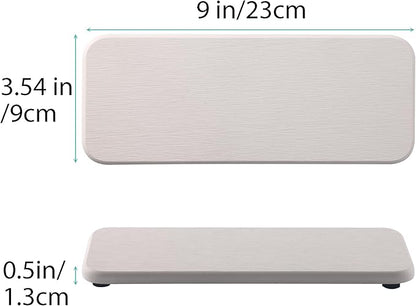 NiuYichee 2 Pcs Water Absorbing Stone Trays, Kitchen/Bathroom Sink Soap Dish, Diatomite Tray Used for Hand Soap & Cosmetic Bottles in The Modern Home, 3.54" W x 9" L, White