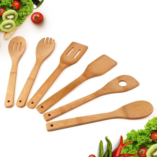 Wooden Spoons for Cooking,Heat-resistant Wood Serving Utensil Set Ideal for Kitchen Nonstick Cookware Everyday Use,Bamboo Cooking Spoon Spatula by HOMTBDLHOME