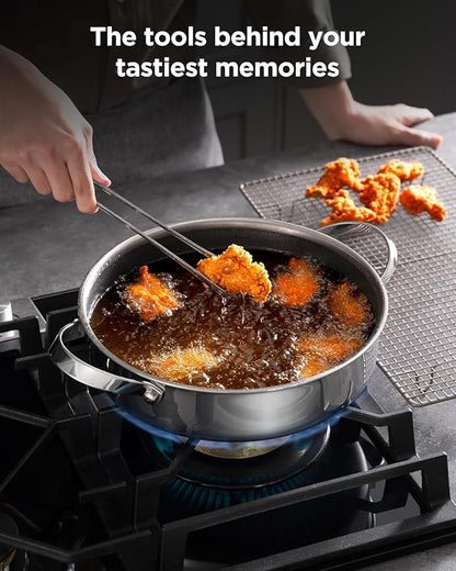 Roomena Frying Pans Nonstick with Lid, Hybrid Ceramic Nonstick Tri-Ply Saute Pan with Lid,PFAS/PFOA/PTFE Free, Metal Utensil Safe, Dishwasher & Oven Safe, Induction Compatible