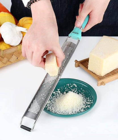 Ourokhome Kitchen Lemon Zester, Stainless Steel Hand Held Parmesan Cheese Grater for Ginger, Chocolate, Coconut, Lime, Nutmeg, Citrus, Fruit, Vegetable with Cleaning Brush, Dishwasher safe, Blue - Image 6