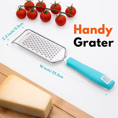 Rainspire Professional Cheese Graters for Kitchen Stainless Steel Handheld, Metal Lemon Zester Grater With Handle For Cheese, Chocolate, Spices, Kitchen Gadgets Tools, Soft Grip Handle (Blue) - Image 2