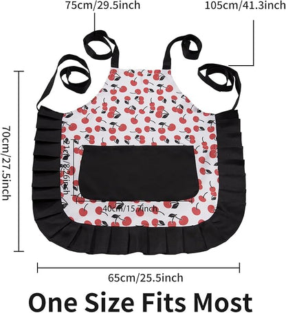 Vintage Floral Apron for Women with Functional Pockets Adjustable Neck Strap for Cooking Baking Mother's Gift