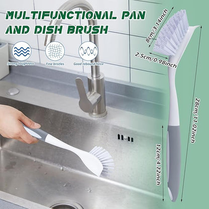 Hsei 20 Pcs Gray Kitchen Scrub Dish Brush Bulk with 11 Inch Handle Cleaning Dish Scrubber with Stiff Bristles Washing Scrub Brushes for Housekeeping for Pots and Pans, Kitchen Sink - Image 2