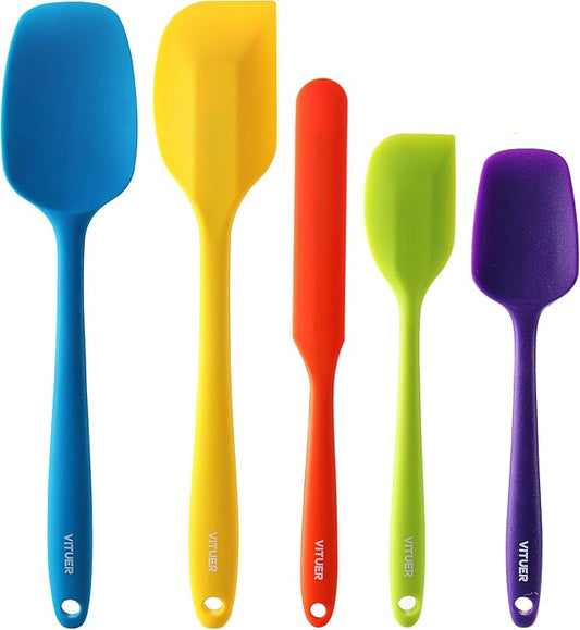 5PCS Silicone Rubber Spatula Set, VITUER Food Grade BPA-Free Spatulas for kitchen Use, Heat Resistant Spatula for Cooking & Baking, Dishwasher Safe by VITUER
