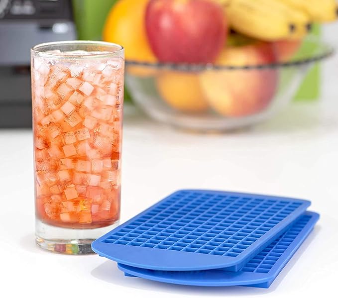 Silicone Mini Ice Cube Tray, 160 Crushed Ice Cube Molds Easy Release Small Ice Cube for Chilling Whiskey Cocktail, Kitchen Gadgets Stackable Ice Trays (Blue) - Image 2