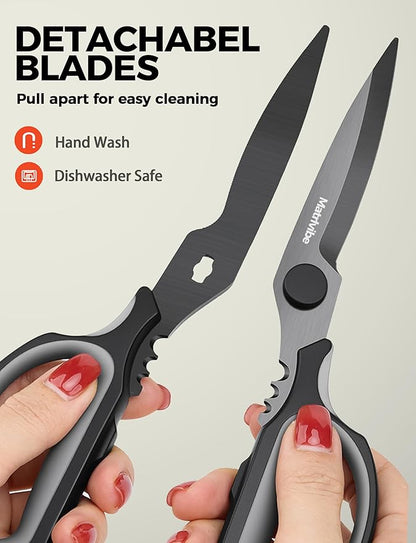 Heavy Duty Kitchen Shears, All Purpose Herb and Kitchen Scissors for food,Japanese 420J2 Stainless Steel,Titanium Coated, Detachable Blades and Soft TPR Handle,Dishwasher Safe - Image 6