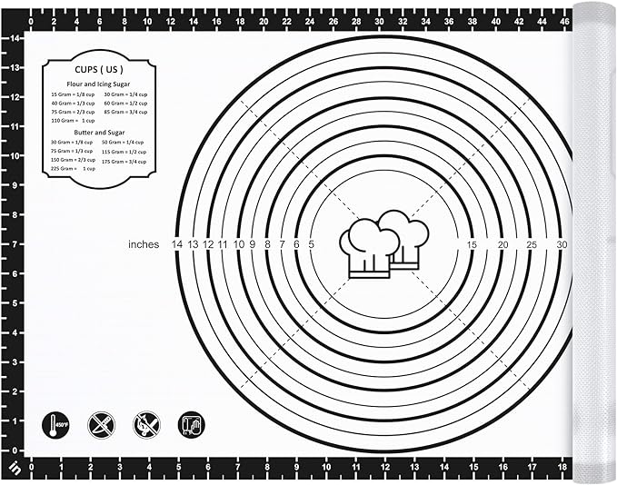 Silicone Baking Mat,26" x 16" Non-slip Dough Rolling Pastry Mat Non Stick Baking Sheet Mat with Measurement Cookies,Macarons,Bread by DANIADEAN