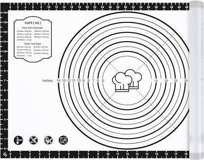 Silicone Baking Mat,26" x 16" Non-slip Dough Rolling Pastry Mat Non Stick Baking Sheet Mat with Measurement Cookies,Macarons,Bread by DANIADEAN