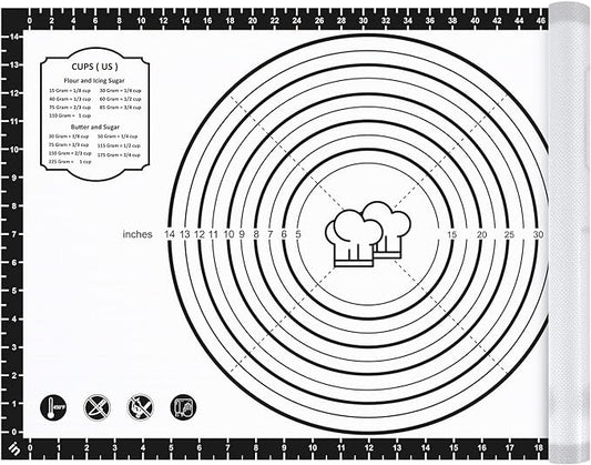 Silicone Baking Mat,26" x 16" Non-slip Dough Rolling Pastry Mat Non Stick Baking Sheet Mat with Measurement Cookies,Macarons,Bread by DANIADEAN