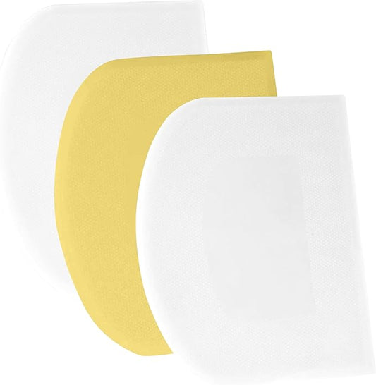 SURDOCA Dough Scraper Bench Scraper - 3P 13x7.9" Plastic Flexible Bowl Scraper, Sharp Edge & Angles Cake Scraper. Non-Slip Bakeware Decorating Tools Sculpting & Modeling Tools - White+Yellow+White by SURDOCA