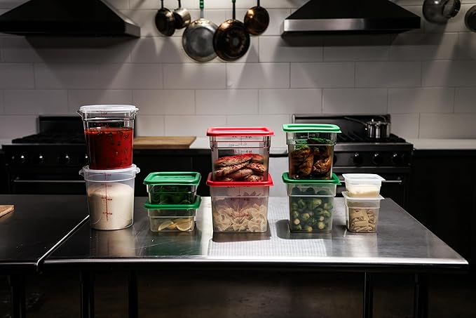 Cambro Food Storage Container with Lid (Microwave Safe and BPA-Free) - 2 Pack - Classic Series Square with Green Lid - 4 QT (Quart) - Commercial Grade for Food Prep (Translucent) - Image 7