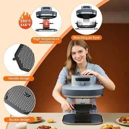 2 Pcs Air Fryer Splatter Screen for AS101DG Air Fryer, Reusable Heat-Resistant Oil Splash Guard, Glass Air Fryer Accessories
