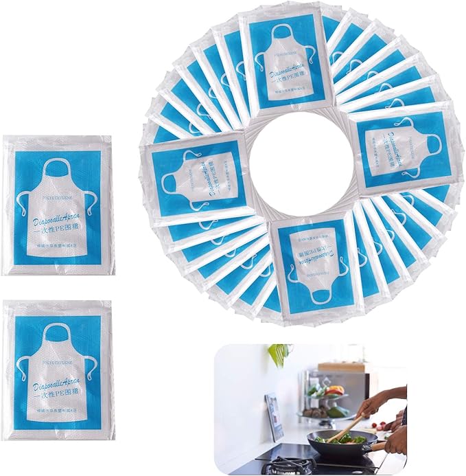 JIAKAI 23 x 37 inches Clear Polyethylene Waterproof Disposable Aprons For Cooking, Serving, Painting or Dish-Washing-100pcs