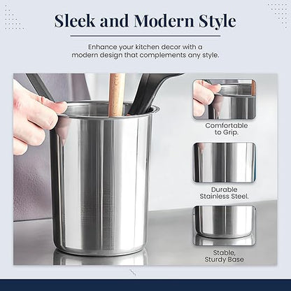 OCS Parts 6.75-Inch Kitchen Utensil Holder | Stainless Steel Dishwasher Safe Kitchen Countertop Organizer - Image 4
