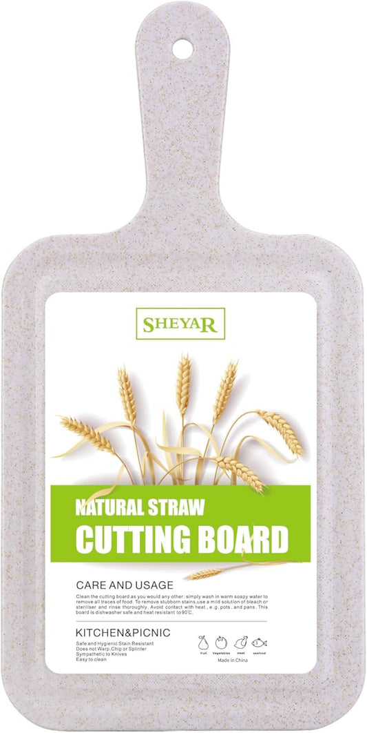 Cutting Board for Kitchen, Wheat Straw Fiber Cutting Board, Dish Washer Safe, w/Juice Grooves for Meat, Veggies,Easy Grip Handle, Non-slip Surface,Eco-friendly,Serveware Accessories(13.2‘x6.6‘)