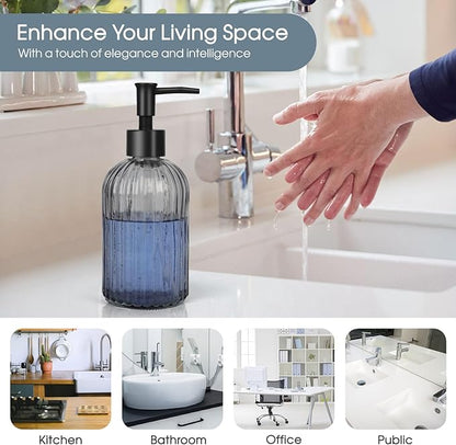 Topsky Glass Soap Dispenser with Plastic Pump, 400ml Liquid Hand Soap Dispenser, Rustproof Pump for Kitchen & Bathroom, Great for Lotions, Essential Oil, Liquid Soaps,Gray - Image 5