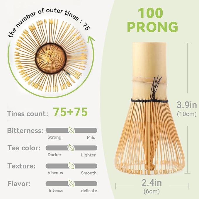 Bamboo Matcha Whisk 80/100/120 Prong, Traditional Japanese Chasen Matcha Stirrer -Authentic Japanese Bamboo Whisk For Matcha Tea (100prongs) - Image 4