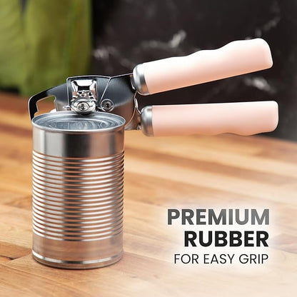 Zulay Kitchen Heavy Duty Stainless Steel Can Opener Manual with Bottle Opener - Rust Proof Manual Can Opener With Turn Knob & Comfy Soft Grip Handles - Peach - Image 8