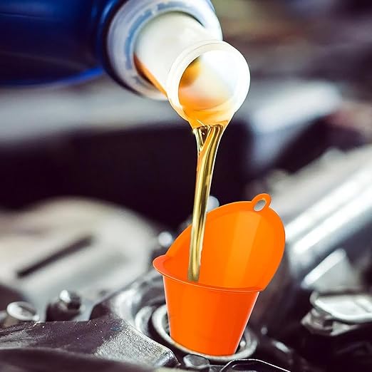 4 Pack Plastic Long Neck Oil Funnel, Multi Function Automotive Funnels for Engine Oil Kerosene, Versatile Liquid Funnel Set for Oil Change/Car Enthusiasts