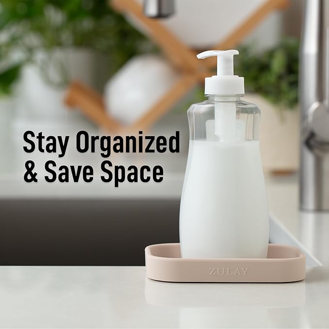 Zulay Kitchen Small Silicone Sponge Holder (4.9x3.3”) – Space-Saving Sink Organizer Tray for Sponge, Soap, Brush & More – Compact Non-Slip Dish for Kitchen & Bathroom (Ivory) - Image 6