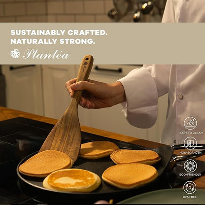 Wooden Spatula for Cooking – Premium Acacia Wooden Cooking Utensils Set of 4 for Nonstick Cookware – Heat Resistant, Scratch-Free & Durable Kitchen Tools with Comfortable Grip