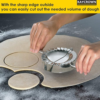 KAYCROWN 6 Inch Empanada Press, Stainless Steel Dumpling Maker Dough Cutter Dumpling Mold for Empanada, Dumpling, Ravioli, Pierogi, Turnovers, Calzone (XL: 6 inch)