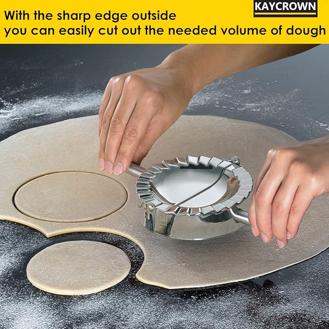 KAYCROWN 3.25 Inch Empanada Press, Stainless Steel Dumpling Maker Dough Cutter Dumpling Mold for Empanada, Dumpling, Ravioli, Pierogi, Turnovers, Calzone (S: 3 1/4 inch)