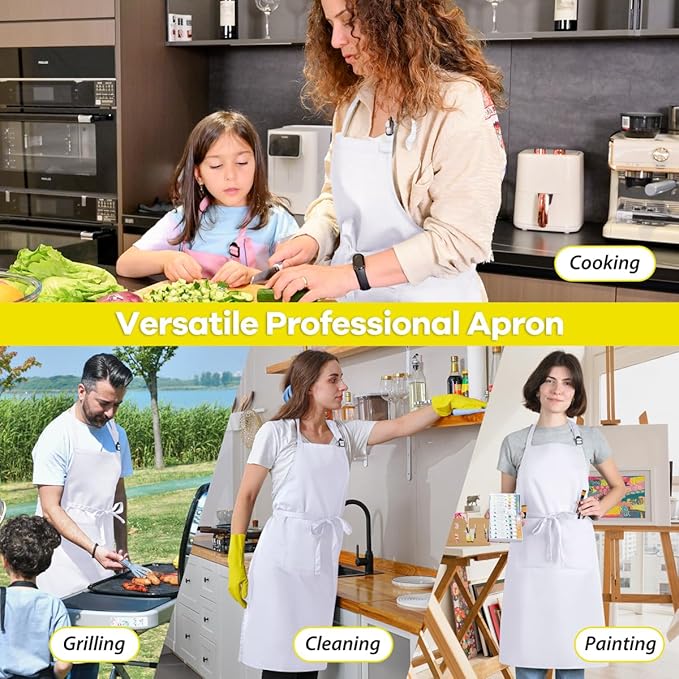 ROTANET Extra Large Apron for Men Adjustable Bib Aprons with 2 Pockets Cooking Kitchen Women Chef Water & Oil Resistant - Image 6