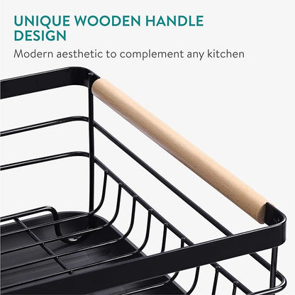 Navaris 2 Tier Dish Rack - Compact Drying Kitchen Board with Drip Tray & Cutlery Holder - Easy to Assemble and Clean Dishes - Sink Drainer Rack - Black - Image 6