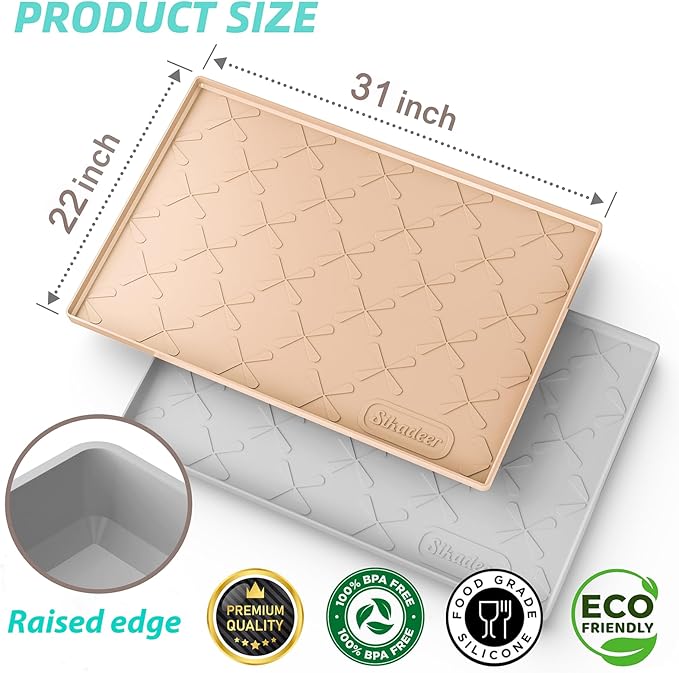 SIKADEER 31" x 22" Under Sink Mat Waterproof, Silicone Mat Kitchen Drawer Shelf and Cabinet Liner, Sink Protector for Kitchen Organizers and Storage, Boot Tray Pet Food Mats - Image 3