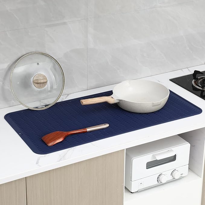 MicoYang Silicone Dish Drying Mat for Multiple Usage,Easy clean,Eco-friendly,Heat-resistant Silicone Mat for Kitchen Counter or Sink,Refrigerator or Drawer Liner Navy Blue 5XL 36inches x 18inches - Image 8