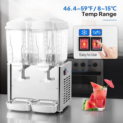 ROVSUN 9.6 Gallon/36L Commercial Beverage Dispenser Drink Dispenser, 18L X 2 Tanks Commercial Juice Dispenser Stainless Steel with Thermostat Controller for Home Restaurant Bar Party 110V/60HZ - Image 5