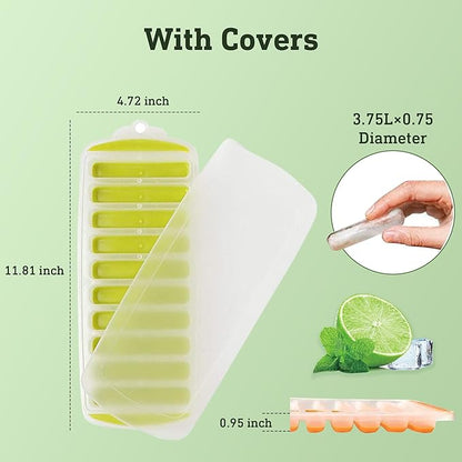 Lily's Home Silicone Ice Cube Tray with Lid Set of 4, BPA-Free, Ideal for Water Bottles & Sports Bottles, Flexible & Stackable Design for Quick Release, Ice Cube Trays for Freezer(11.81"*4.72"*0.95") - Image 2