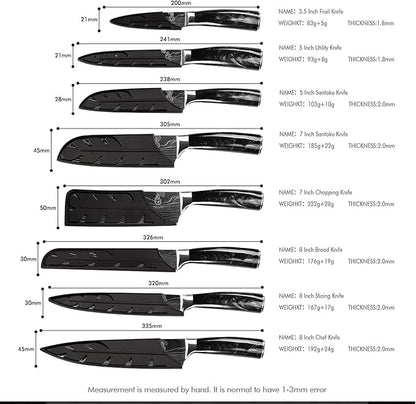 FULLHI Knife Set, 14pcs Japanese Knives Set, Multiple Colour Premium German Stainless Steel Chef Knife Set