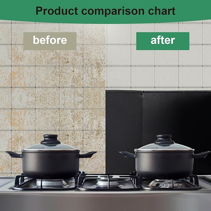 Black Large 4 Sided Splatter Guard for Frying Stove Top,Oil Splash Guard Cooking for Stove,Non Stick Foldable Splatter Screen for Stove Top - Image 6