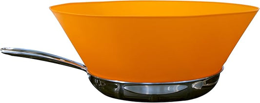 Frywall Splatter screen alternative 10" - stops grease splatter without trapping steam - continuous access - dishwasher safe - compact storage (Orange) by Frywall
