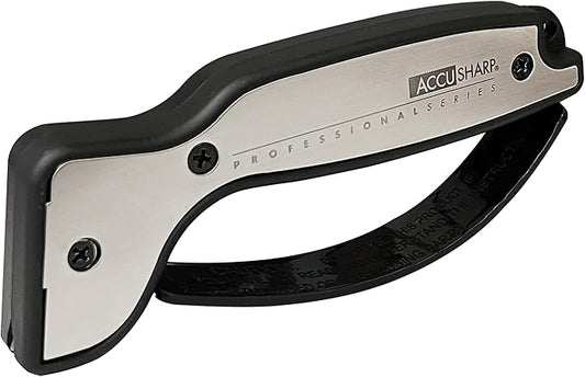 AccuSharp Knife Sharpener, Ergonomic Comfortable Handle, Compact & Easy to Use, Restore and Hone Straight & Serrated Knives, White & Black by AccuSharpKnifeSharpeners