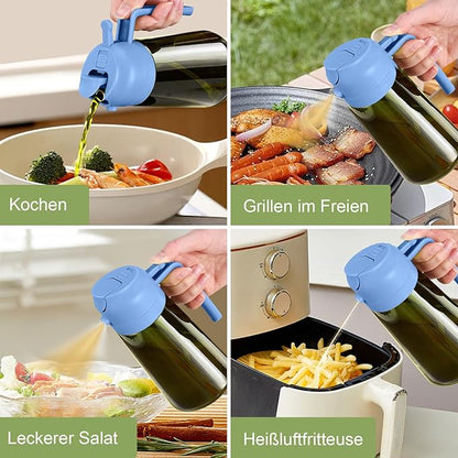 YARRAMATE 16oz/470ml Dark Green Oil Sprayer for Cooking with Stickers, Food-grade Premium 2 in 1 Olive Oil Dispenser Bottle for Kitchen Gadgets, Air Fryer, Salad, Frying, BBQ (SkyBlue) - Image 7