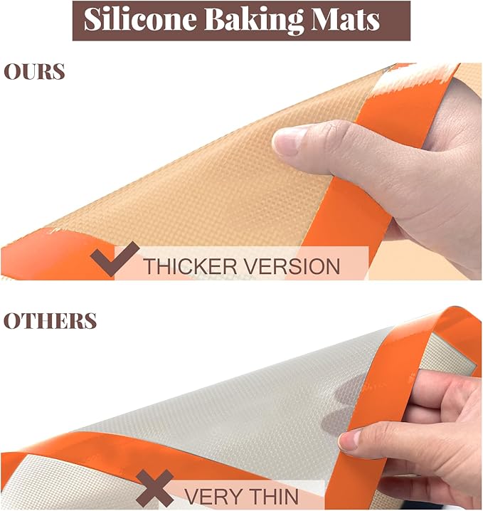 Silicone Baking Mat, 3 Pack Reusable Baking Mat, Non-Stick, Food Safe Silicone Mats for Baking, Oven Baking Sheet for Making Cookies, Macaroons, Bread - Image 7