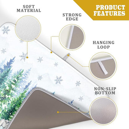 Winter Bear Bird Dish Drying Mat - Welcome Christmas Snowflake Drying Pad for Counter Forest Wildlife Dish Drainer Mat Cabin Animal Kitchen Accessories 18 x 24 Inch - Image 4