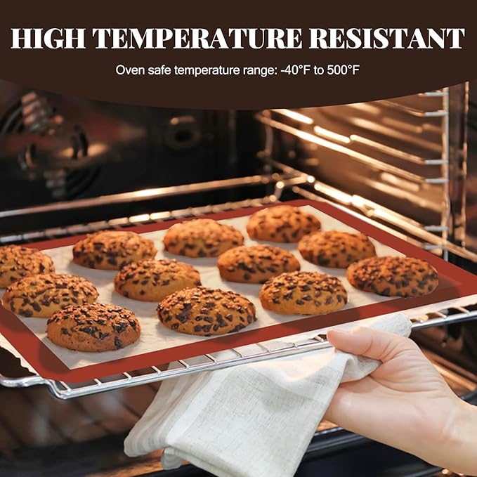 Silicone Baking Mat, 3 Pack Reusable Baking Mat, Non-Stick, Food Safe Silicone Mats for Baking, Oven Baking Sheet for Making Cookies, Macaroons, Bread - Image 5