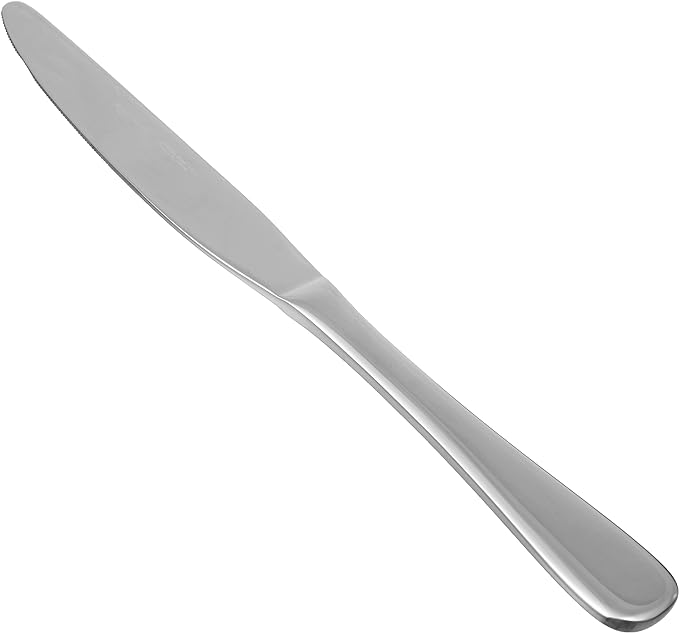 Amazon Basics Stainless Steel Dishwasher Safe Dinner Knives with Round Edge, Silver, 120 Count Total, 10-Pack of 12 by AmazonBasics