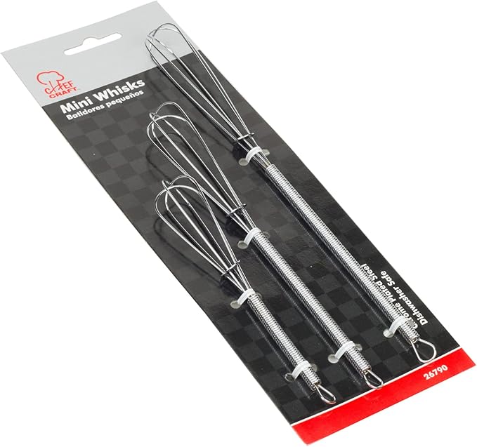 Chef Craft Classic Mini Sturdy Whisk, 5.5, 7, and 9 inch 3 piece set, Chrome - Image 2