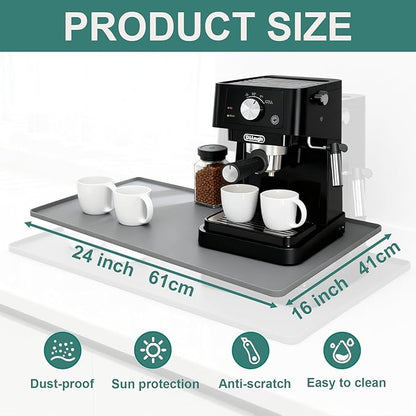 Silicone Coffee Mat, 24"X16" Heat-Resistant,Eco-friendly,Hygienic Drying Pad,Leak-Proof and Non-Slip,Removable Silicone Mat with Concave and Convex Design,（Gray 24X16） - Image 3