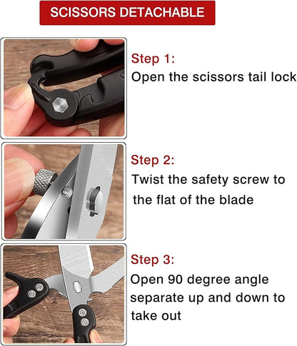 Heavy Duty Poultry Shears Scissors,Kitchen Shears for food Heavy Duty,Kitchen Scissors All Purpose,Chicken,Fish,Meat,Easily Separable for Thorough Cleaning,Dishwasher Safe.