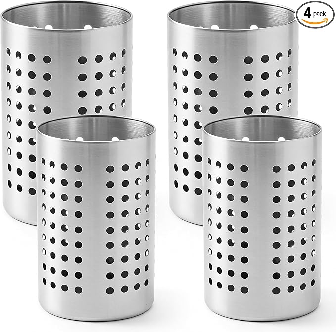 4PCS Stainless Steel Utensil Holder and Utensil Drying Holder, as a Kitchen Countertop Organizer and Silverware Drainer for Daily Home Use by Unknown